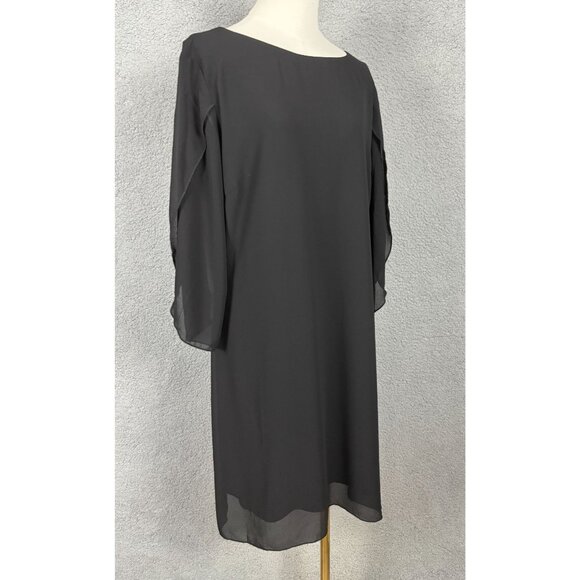 Grace Karin Women's Black Chiffon Shift Dress Size Large Black New Without Tag's - Picture 2 of 8
